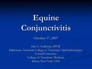 Equine Conjunctivitis