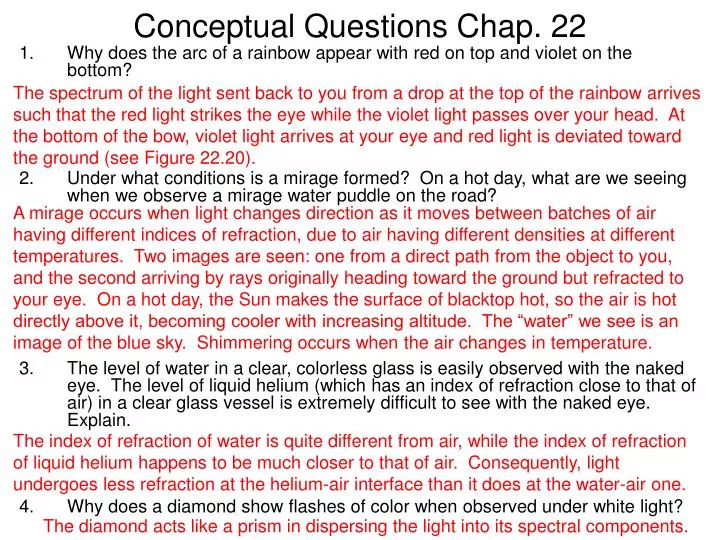 conceptual questions chap 22