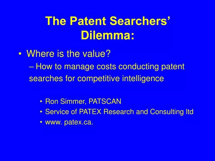 the patent searchers dilemma