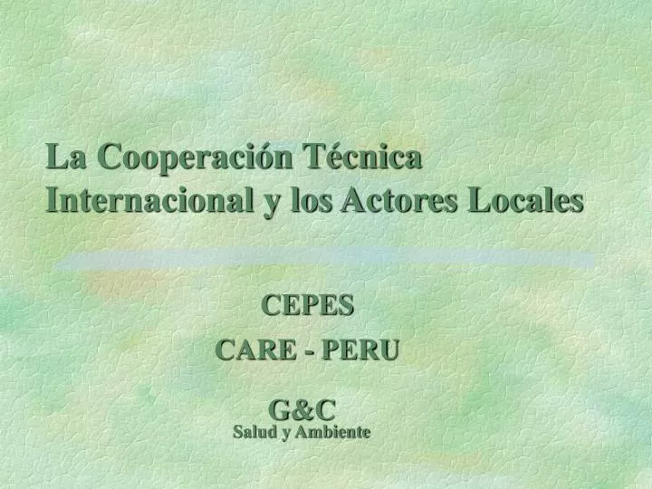 la cooperaci n t cnica internacional y los actores locales