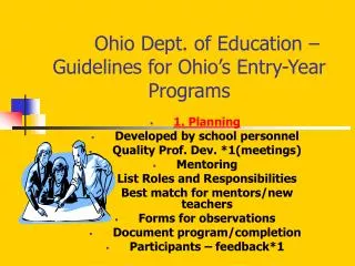 Ohio Dept. of Education – Guidelines for Ohio’s Entry-Year Programs