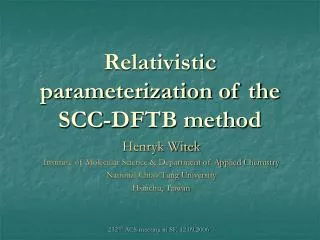 Relativistic parameterization of the SCC-DFTB method