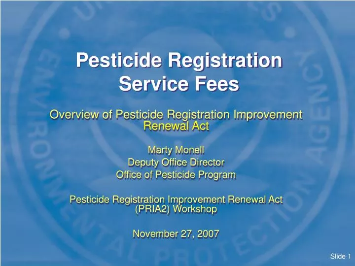 pesticide registration service fees