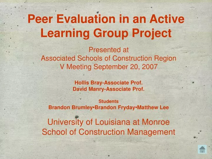 peer evaluation in an active learning group project