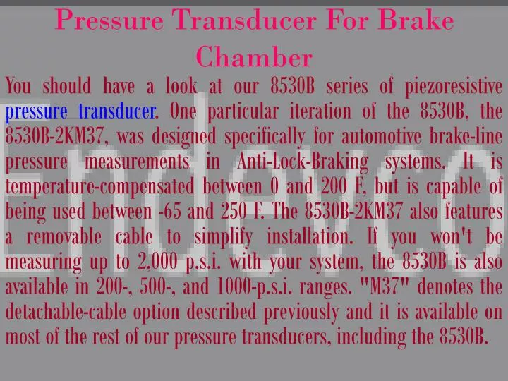 pressure transducer for brake chamber
