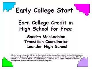 Earn College Credit in High School for Free