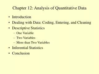 Chapter 12: Analysis of Quantitative Data