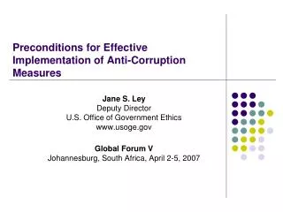 Preconditions for Effective Implementation of Anti-Corruption Measures
