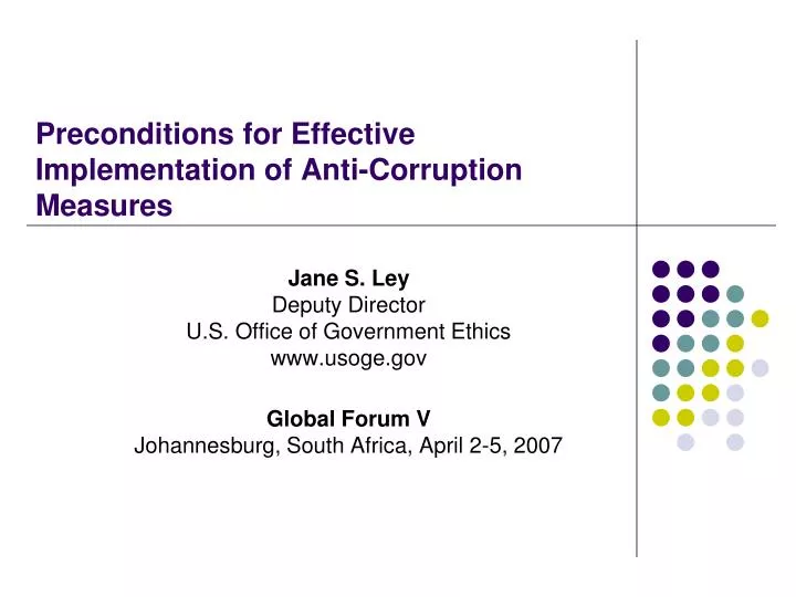 preconditions for effective implementation of anti corruption measures