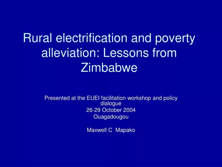 rural electrification and poverty alleviation lessons from zimbabwe