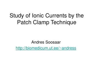 Study of Ionic Currents by the Patch Clamp Technique