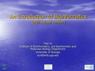 An Introduction to Bioinformatics (high-school version)