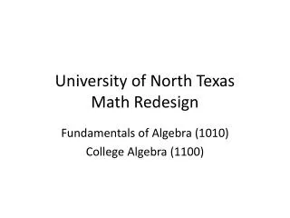 University of North Texas Math Redesign