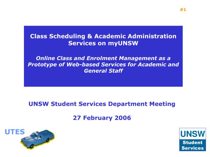 unsw student services department meeting 27 february 2006