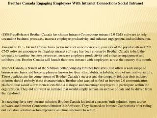 Brother Canada Engaging Employees With Intranet Connections