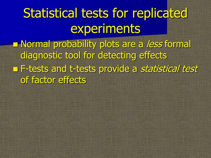 statistical tests for replicated experiments