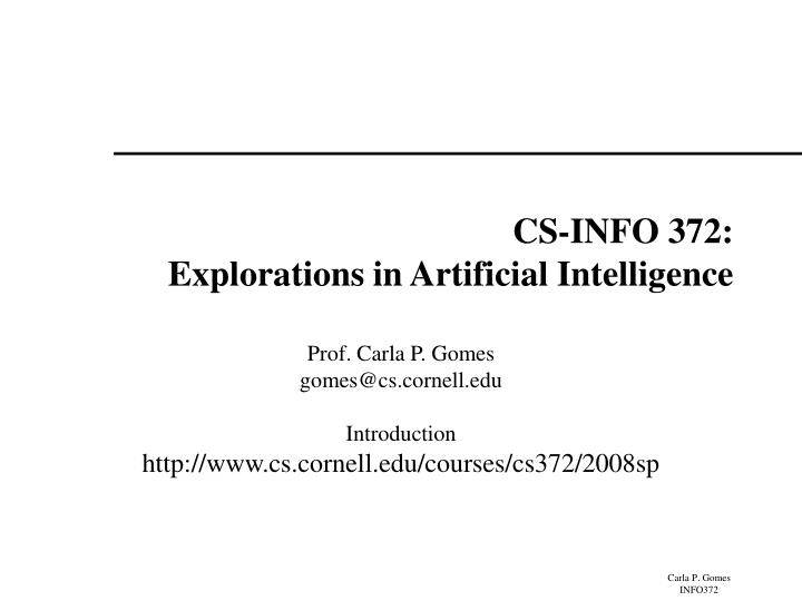 cs info 372 explorations in artificial intelligence