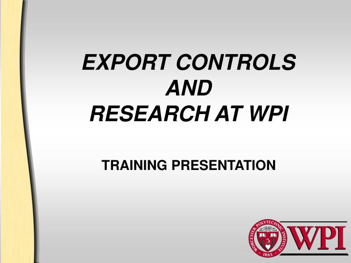 export controls and research at wpi