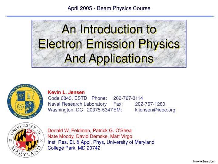 april 2005 beam physics course