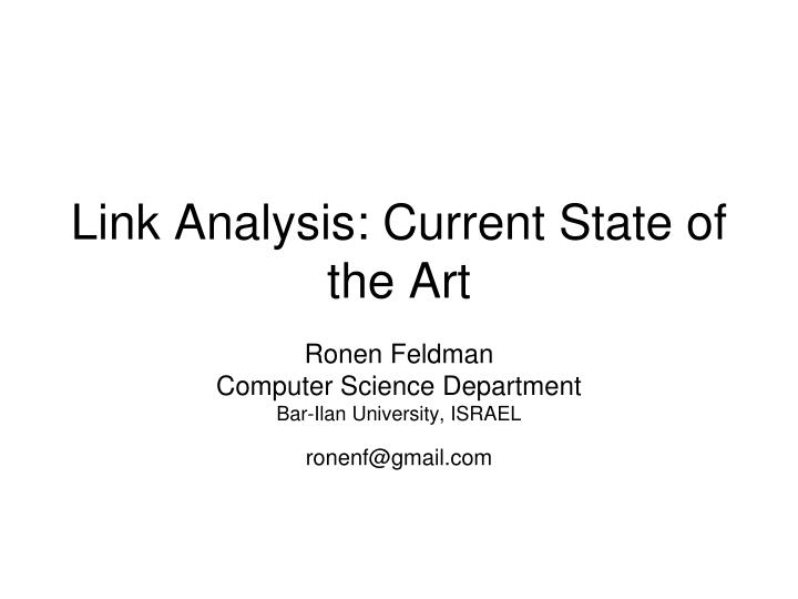 link analysis current state of the art