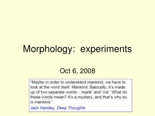 Morphology: experiments