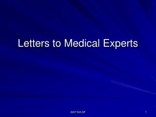 Letters to Medical Experts