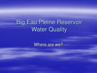 Big Eau Pleine Reservoir Water Quality