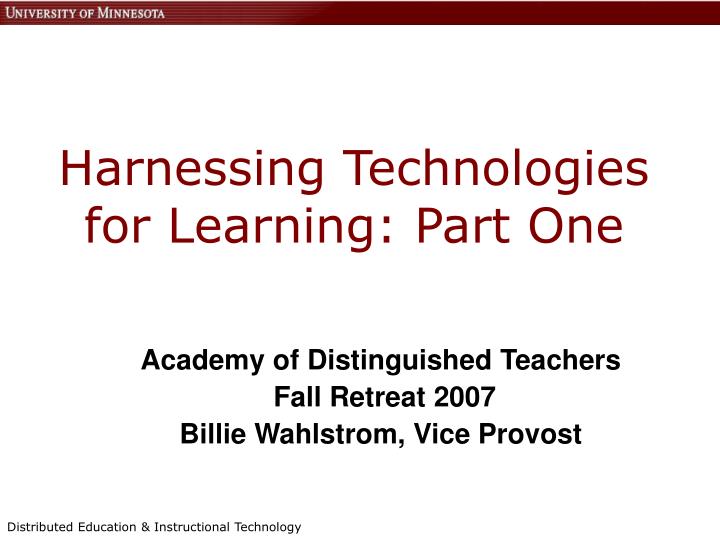 harnessing technologies for learning part one
