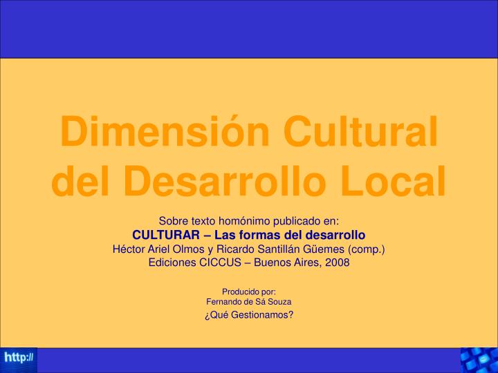dimensi n cultural del desarrollo local