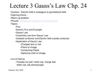 Lecture 3 Gauss’s Law Chp. 24