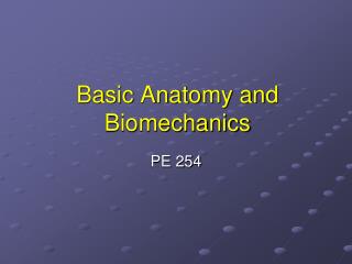 Basic Anatomy and Biomechanics