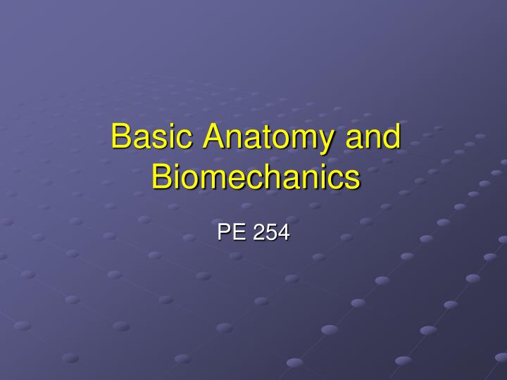basic anatomy and biomechanics