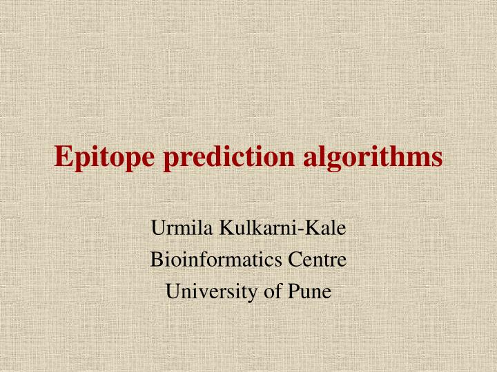 epitope prediction algorithms