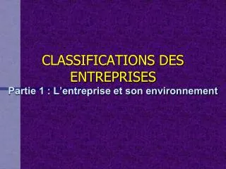 classification s des entreprises partie 1 l entreprise et son environnement