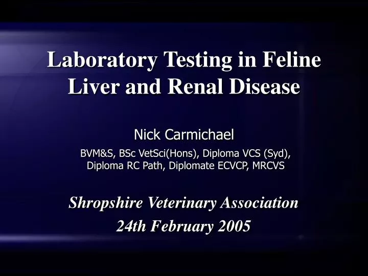 laboratory testing in feline liver and renal disease