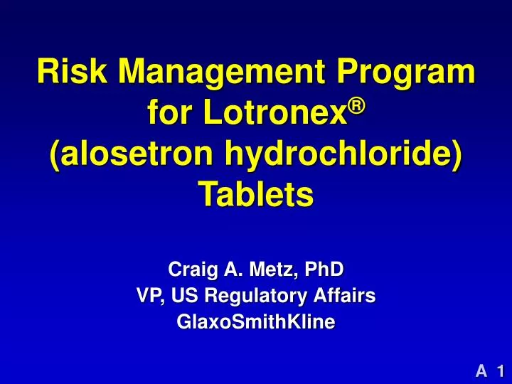 risk management program for lotronex alosetron hydrochloride tablets