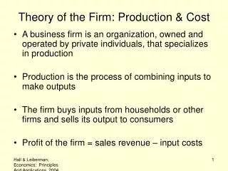 Theory of the Firm: Production &amp; Cost