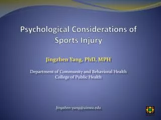 Psychological Considerations of Sports Injury