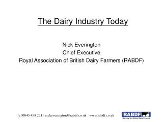 The Dairy Industry Today