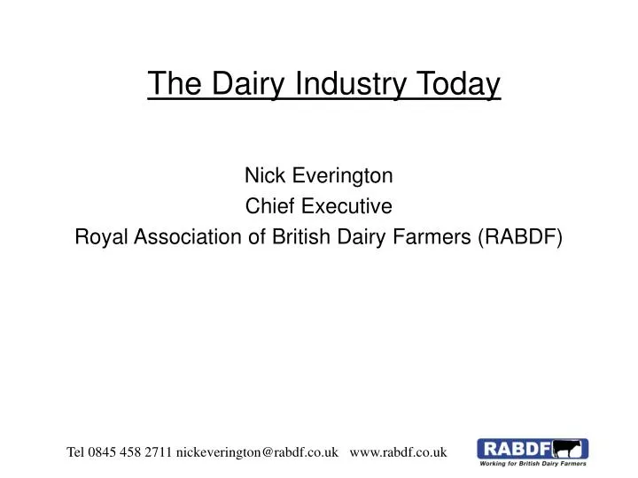 the dairy industry today