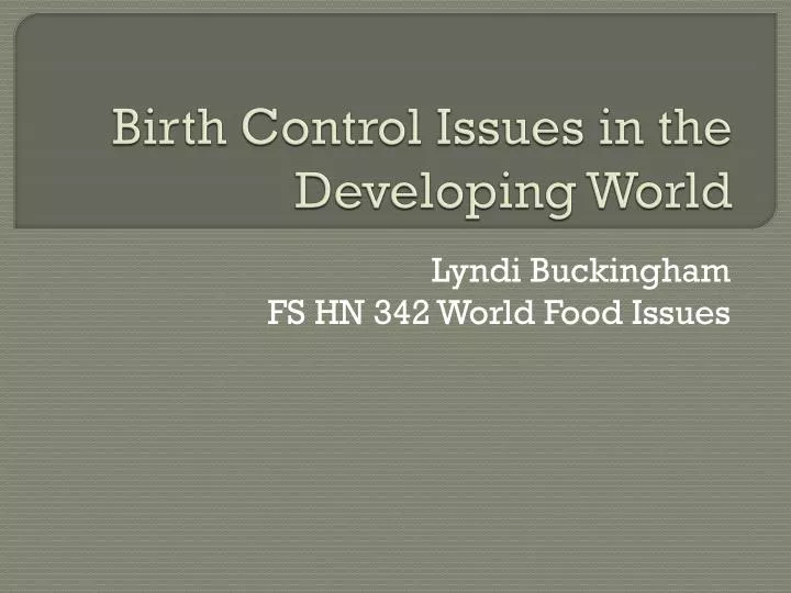 birth control issues in the developing world