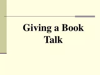 Giving a Book Talk