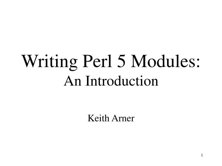 writing perl 5 modules an introduction