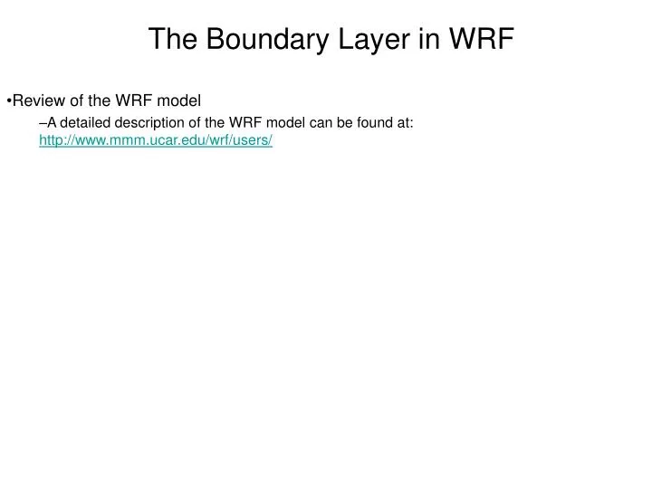 the boundary layer in wrf