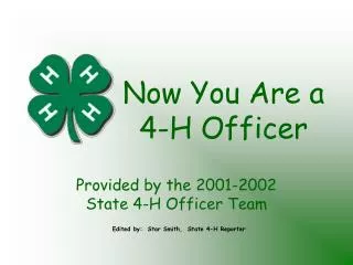Now You Are a 4-H Officer