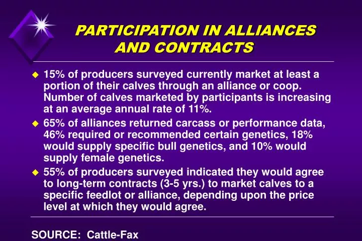 participation in alliances and contracts