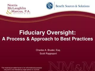 Fiduciary Oversight: A Process &amp; Approach to Best Practices