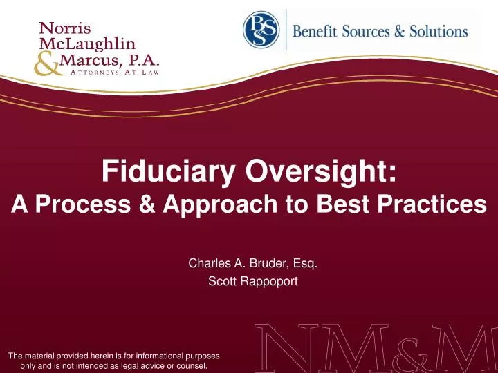 fiduciary oversight a process approach to best practices