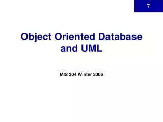 Object Oriented Database and UML
