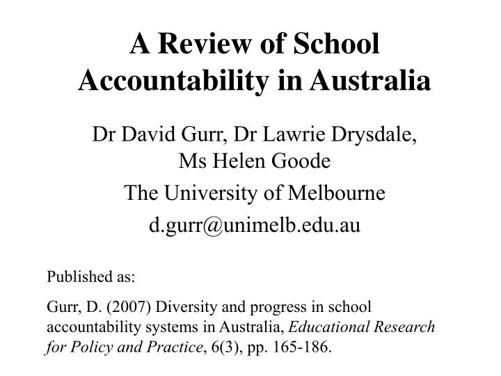 a review of school accountability in australia